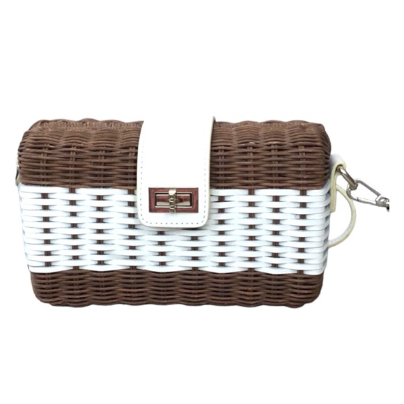 Talbots Handbags - Talbots Rattan and Leather Shoulder Crossbody Bag